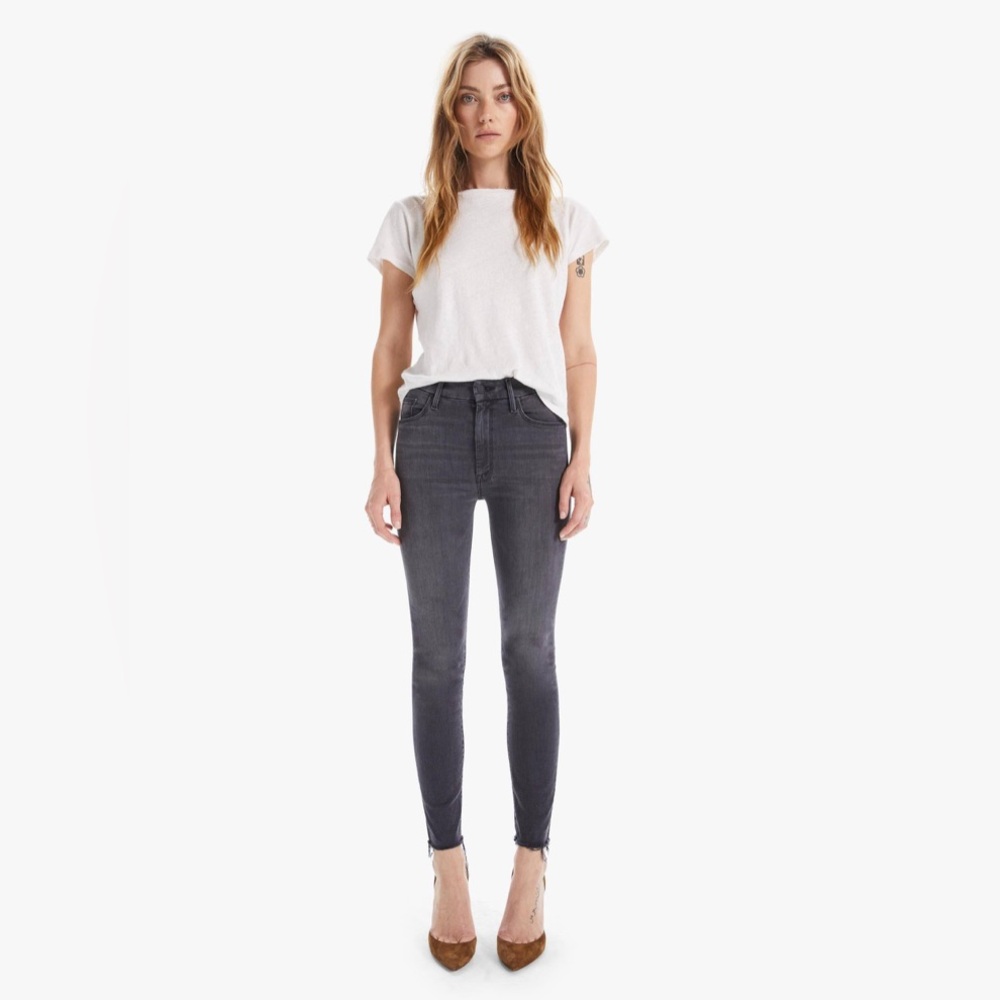 MOTHER The High Waisted Looker Ankle Fray Jean Lighting Up Lanterns Wash Size 25